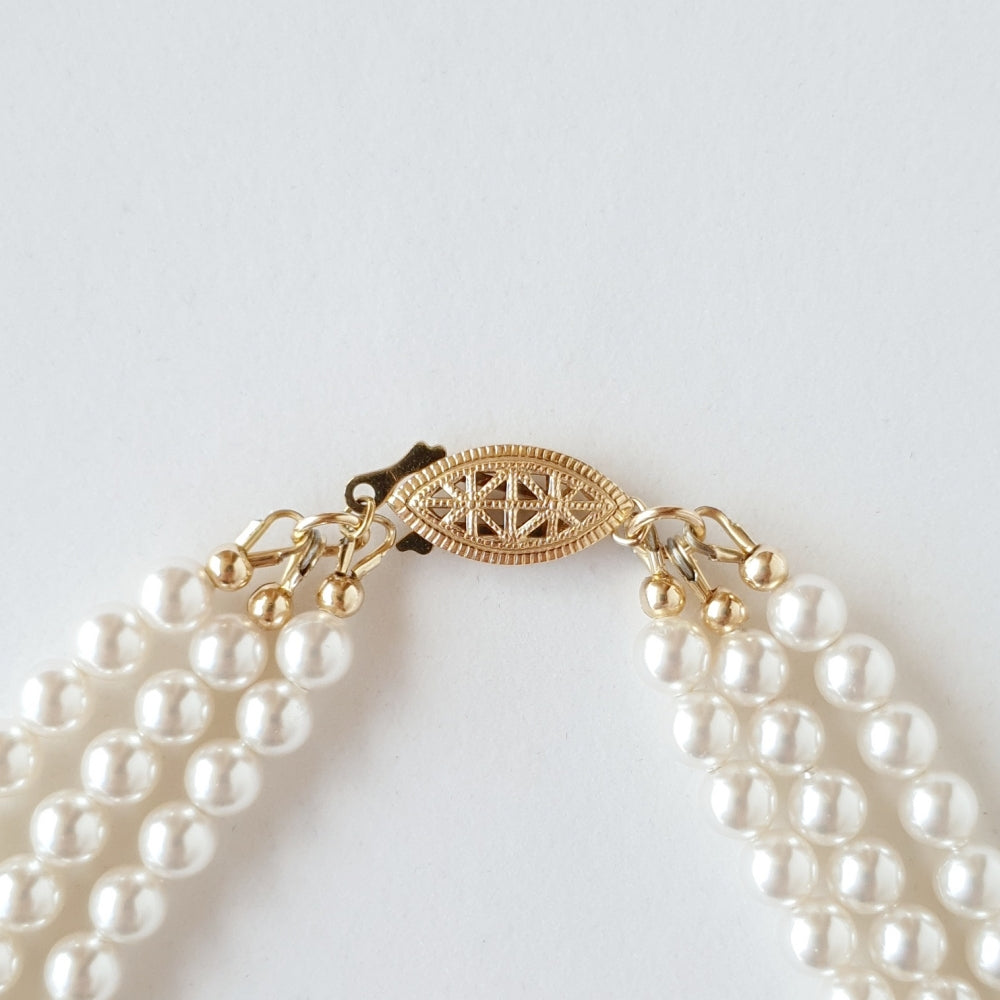 3 Strand Swarovski Pearl Necklace