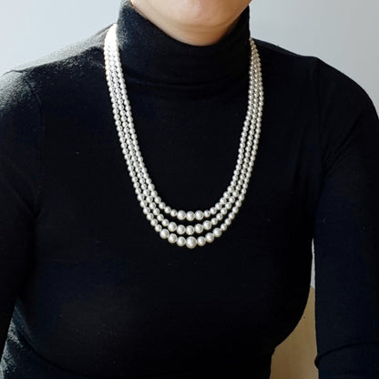 3 Strand Swarovski Pearl Necklace