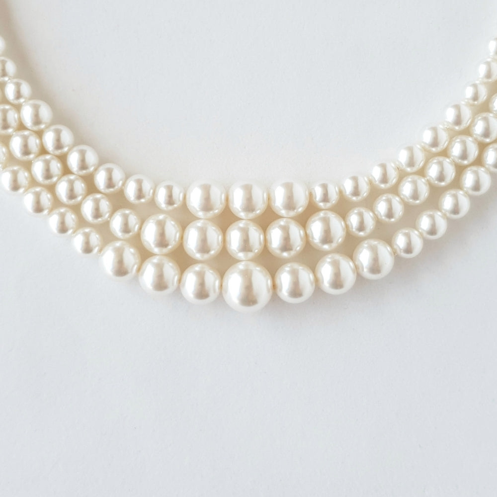 3 Strand Swarovski Pearl Necklace